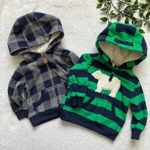 Carter's Sherpa-Lined Hoodies 6M | Fleece Zip-Up Buffalo Plaid Polar Bear VGUC